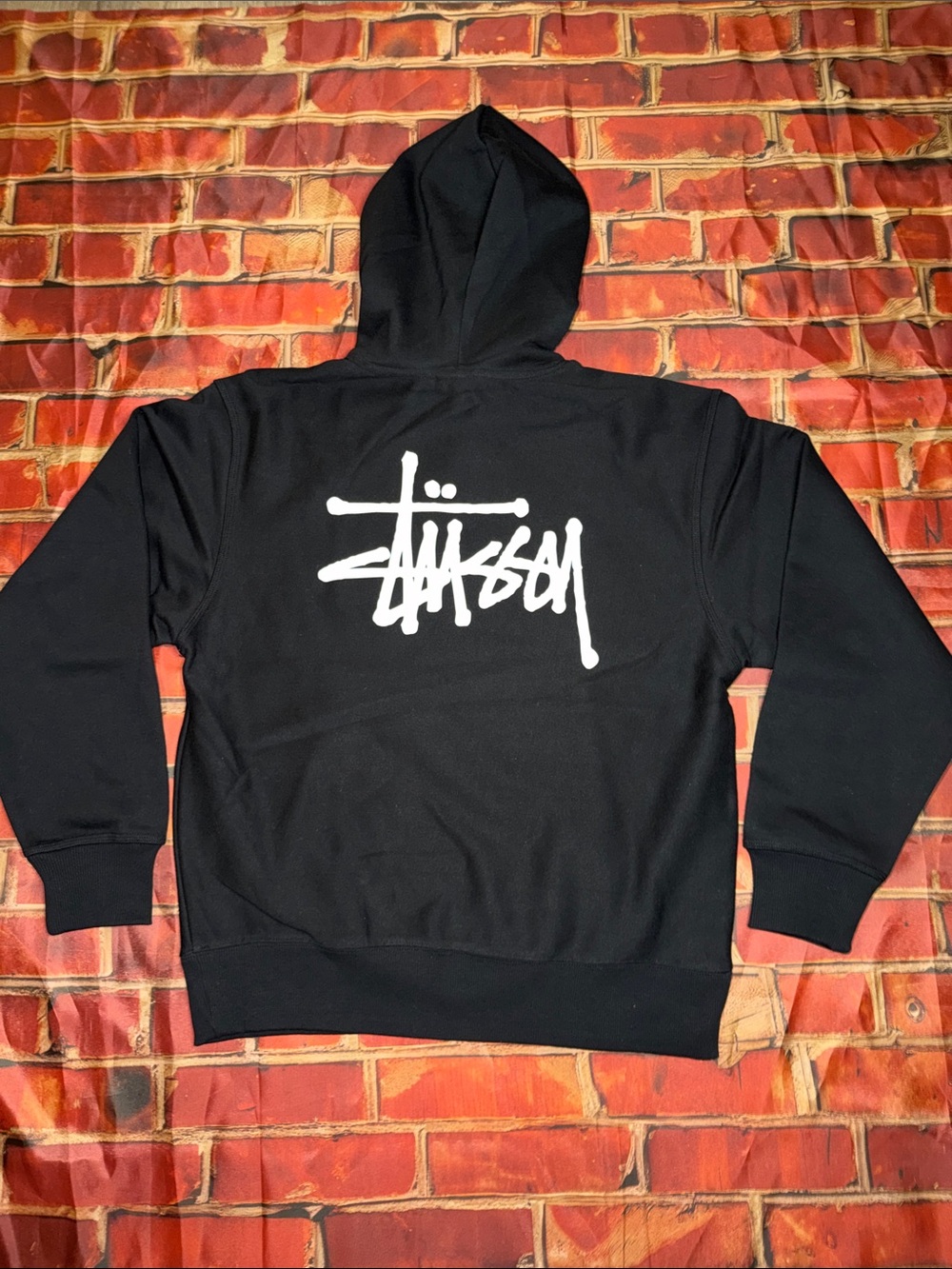 Brand New Black Stussy Pull Over Hoodie